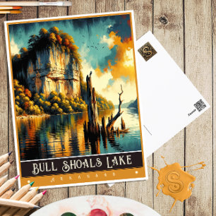 Bull Shoals Lake, Arkansas   Gammalt måleri Vykort