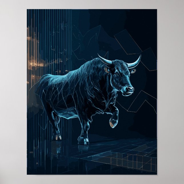 Bull Silhouette Lagrar Market Gift Office Wall Dec Poster (Framsidan)