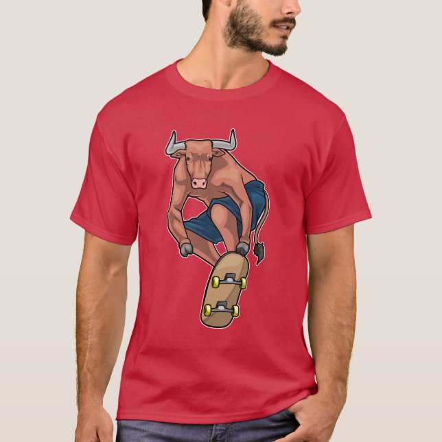 Bull Skater Skateboard T Shirt (Framsida)