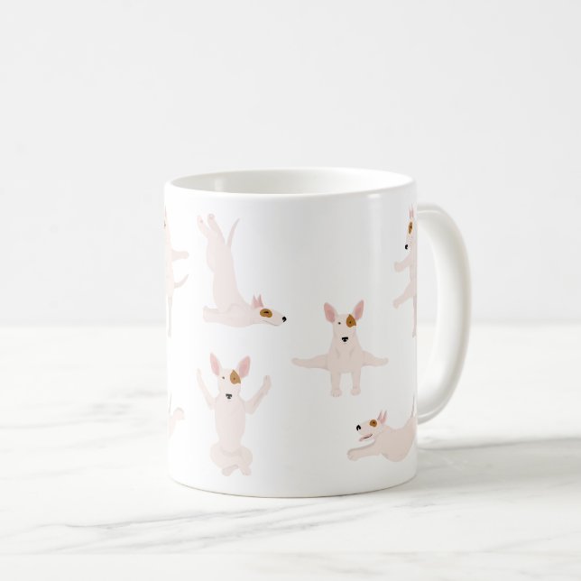Bull skräcker hund gör yoga kaffemugg (Framsida höger)