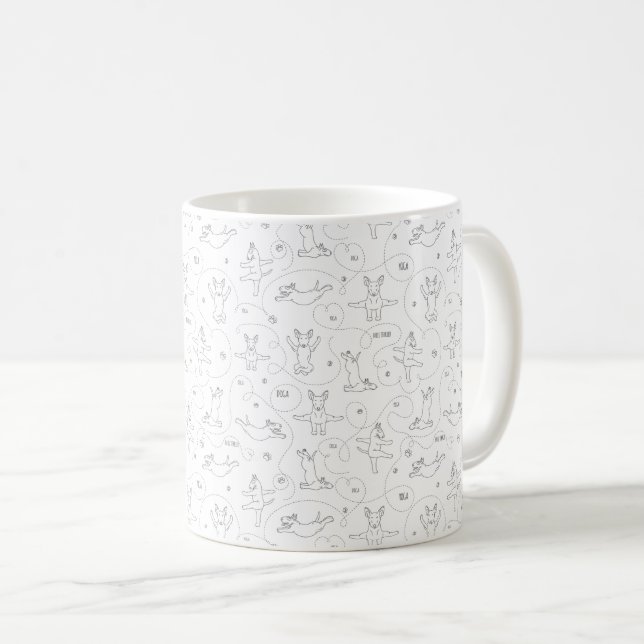 Bull skräcker hund gör yoga kaffemugg (Framsida höger)