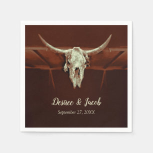 Bull Skull Bröllop Brown Rustic Land Western Pappersservett