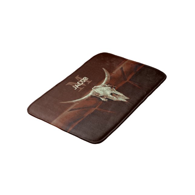 Bull Skull Brown Monogram Westernare Land Rustik Badrumsmatta (Vinklad)