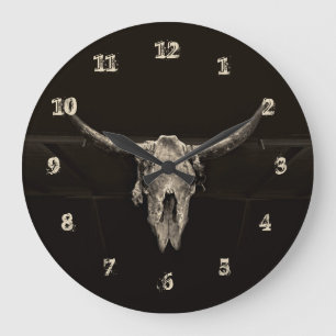 Bull Skull Brown Westernare Stil Coola Rustic Vint Stor Klocka