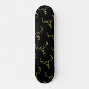 Bull Skull Guld Skate Mini Skateboard Bräda 18,5 Cm