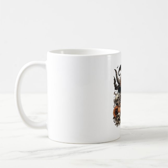 Bull Skull Halloween Cow Kaffemugg (Vänster)
