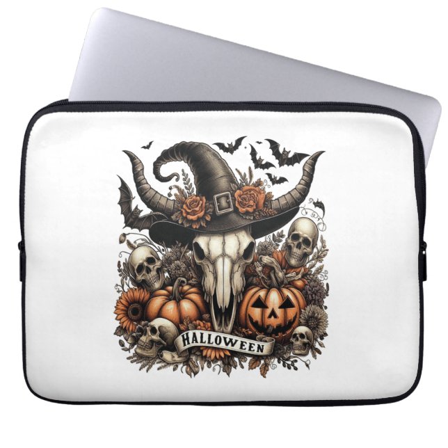 Bull Skull Halloween Cow Laptop Fodral (Framsidan)