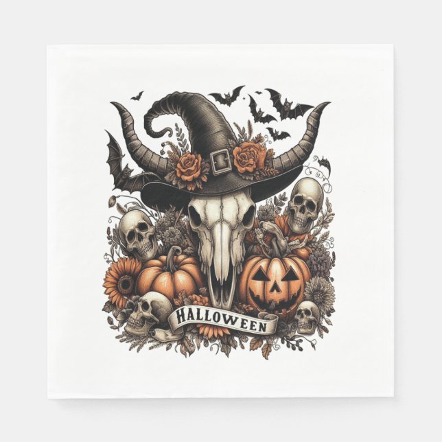 Bull Skull Halloween Cow Pappersservett (Framsidan)