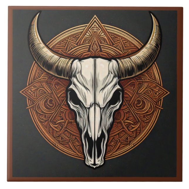 Bull Skull Kakelplatta (Framsidan)