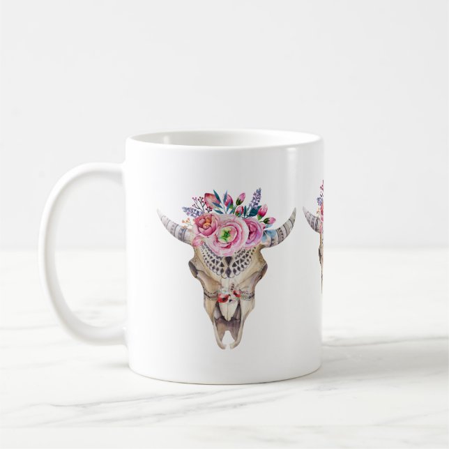 Bull Skull och färglöst Ro och buffertar Kaffemugg (Vänster)