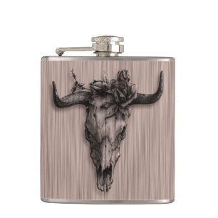 Bull Skull och Ro med Fiber mönster Fickplunta
