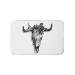 Bull Skull och Ro svartvitt Badrumsmatta