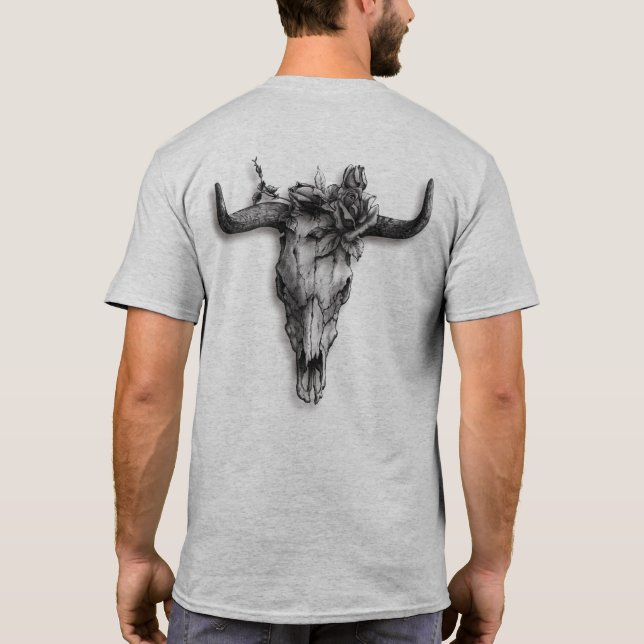 Bull Skull och Ro (Tillbaka) T Shirt (Baksida)