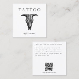 Bull Skull Tattoo Aftercare Instructions QR Code Fyrkantigt Visitkort