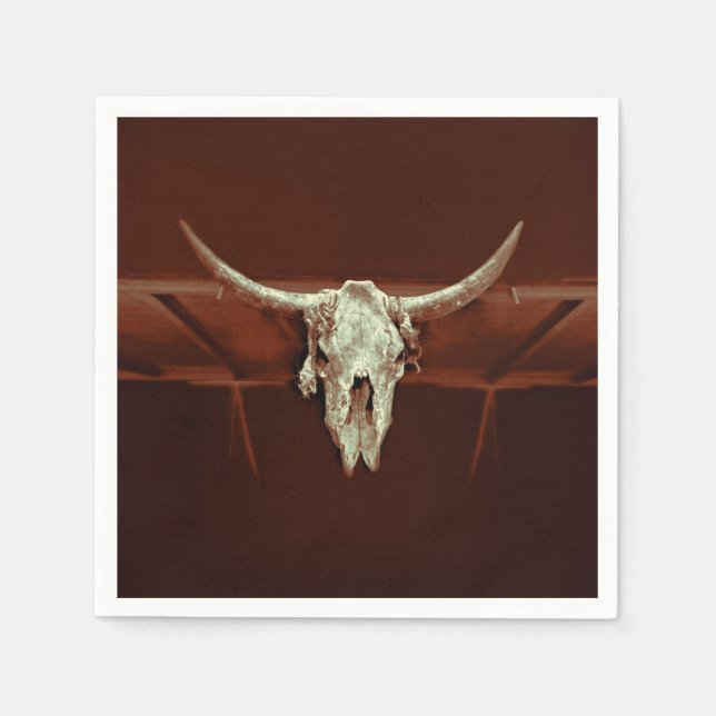 Bull Skull Vilda western Brown Rustic Land Western Pappersservett (Framsidan)