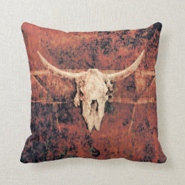 Bull Skull Western Land Brown Black Rustic Art Kudde