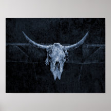 Bull Skull Westerna Land Black and White Rustic