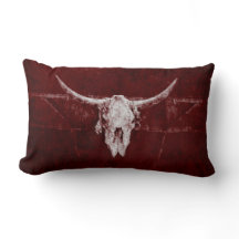Bull Skull Westerna Land Burgundy Red Old Rustic