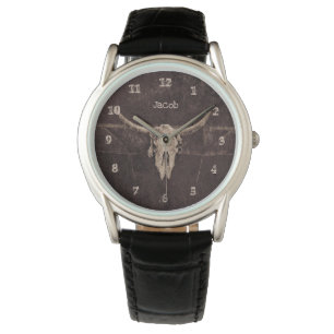 Bull Skull Westernare Land Brown Beige Old Rustic Armbandsur