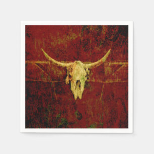 Bull Skull Westernare Land Brown Rustic Grunge Art Pappersservett