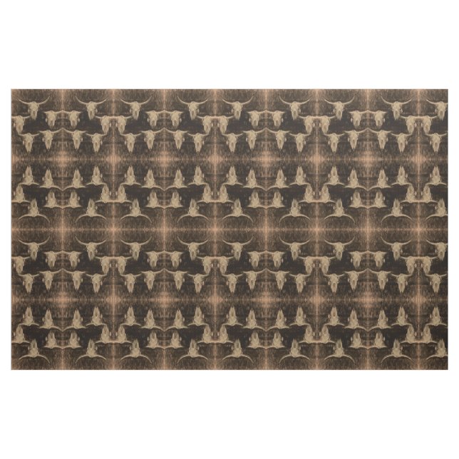 Bull Skull Westernare Land Brown Sepia Rustic Art Tyg (Fat Quarter)