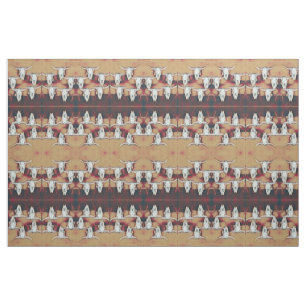 Bull Skull Westernare Rustic Tan Vintage Mönster Tyg