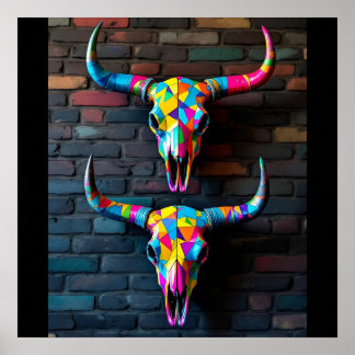 Bull Skulls Poster