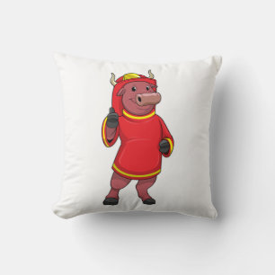 Bull som Firefighter med Helmet Kudde