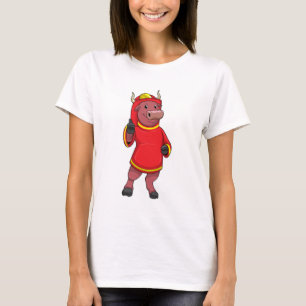 Bull som Firefighter med Helmet T Shirt