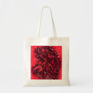 Bull som går på Starry Natt Red Tote Bag Tygkasse