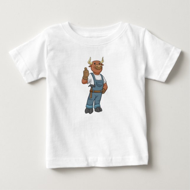 Bull som Handyman med Hammer T Shirt (Framsida)