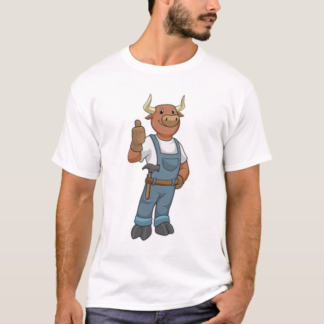 Bull som Handyman med Hammer T Shirt (Framsida)