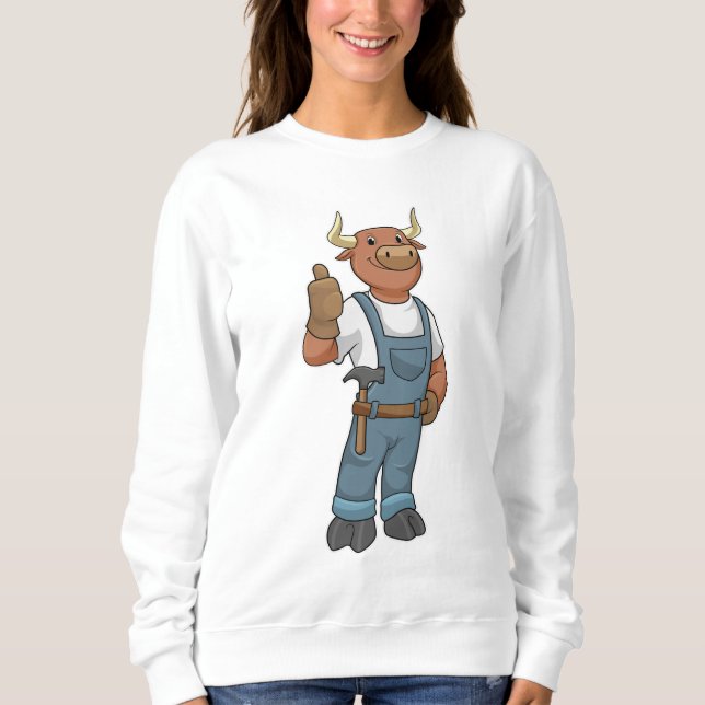 Bull som Handyman med Hammer T Shirt (Framsida)