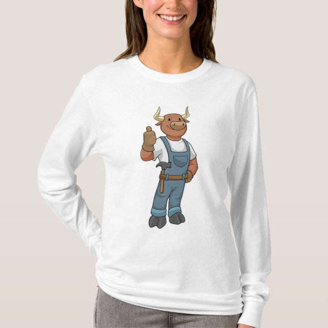 Bull som Handyman med Hammer T Shirt (Framsida)