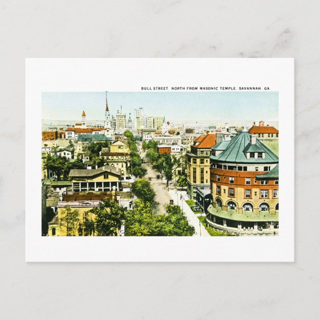 Bull Street North from Masonic Temple, Savannah,GA Vykort (Framsida)