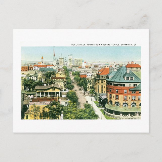 Bull Street, Savannah, Georgia Vykort (Framsida)