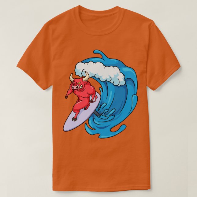 Bull surfer på hydrofoil surfboard t shirt (Design framsida)