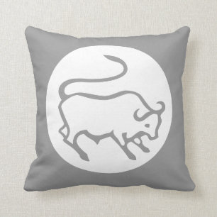 BULL / taurus astrology GRÅTT / WHITE-kudde Kudde