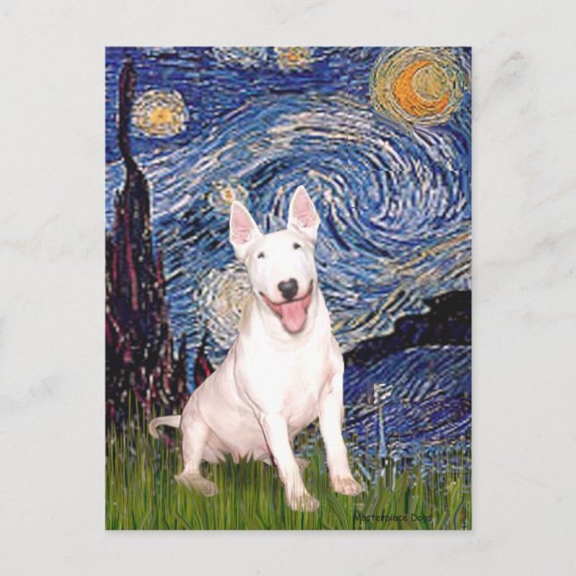 Bull Terrier 4 - Starry Night (Vert) Vykort (Framsida)