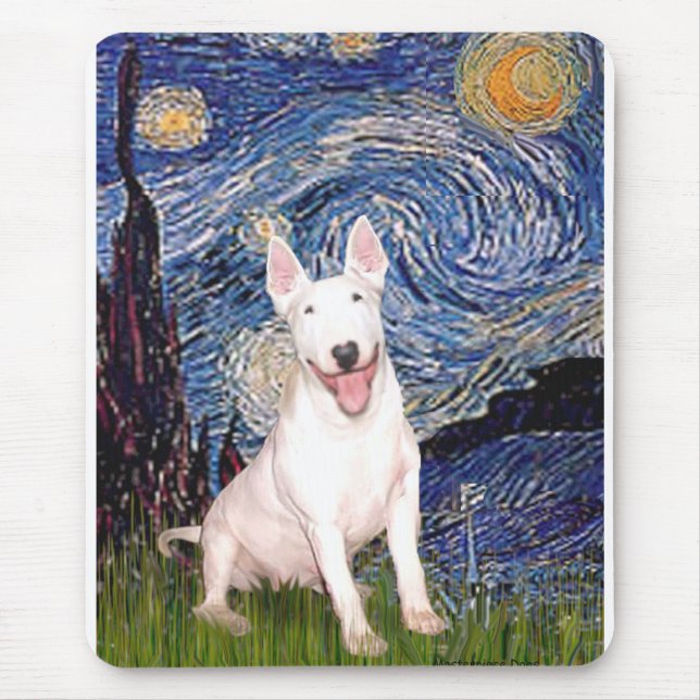 Bull Terrier 4 - Stjärnkväll (Vert) Musmatta (Framsidan)