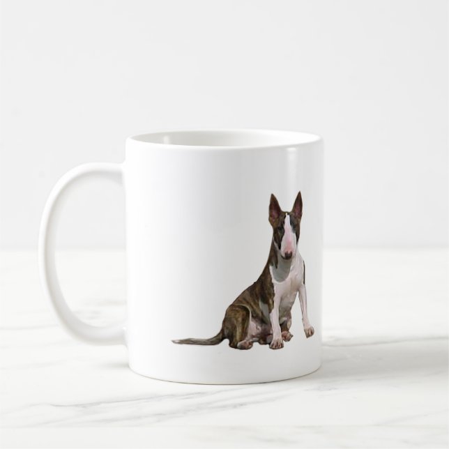 Bull Terrier (B) - Brindle and white Kaffemugg (Vänster)