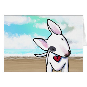 Bull Terrier Beachy Cute Note Card OBS Kort