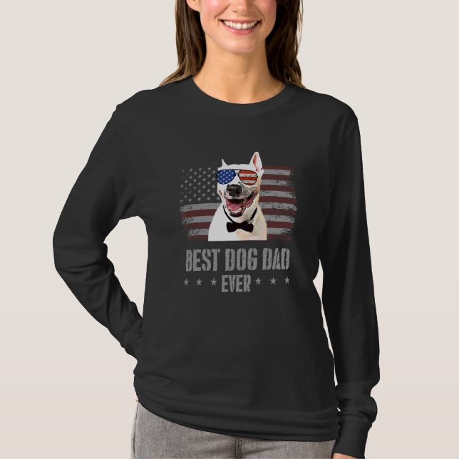 Bull Terrier Best Hund Pappa någonsin Retro USA, b T Shirt (Framsida)