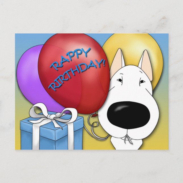 Bull Terrier Birthday Postcard Vykort (Framsida)