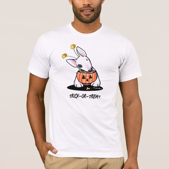 Bull Terrier Bus eller godis T-Shirt (Framsida)