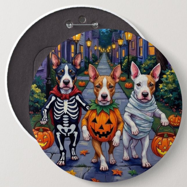 Bull Terrier Busar-på-Halloween-kostymer Knapp (Framsida & baksida)