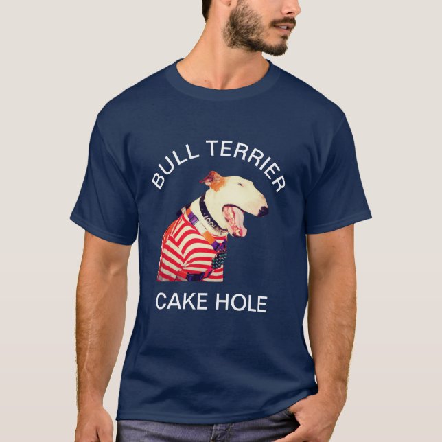 BULL TERRIER CAKE HÅL T SHIRT (Framsida)