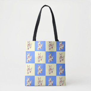 Bull Terrier Checkered Tote Tygkasse