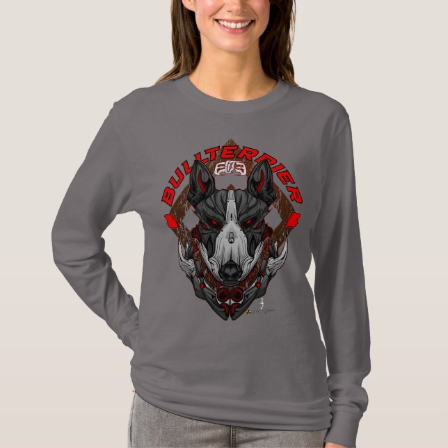 BULL TERRIER Cyberpunk Samurai Elite T Shirt (Framsida)