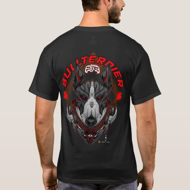BULL TERRIER Cyberpunk Samurai Elite T Shirt (Baksida)